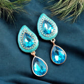 Ocean Drop Crystal Sparkle Earrings – Double Teardrop Statement Earrings for Women